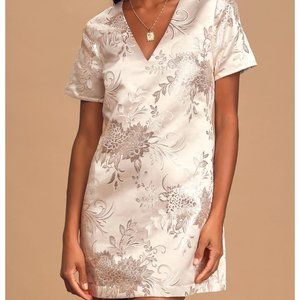 NWT Lulus Go with the Glow shirt dress champagne